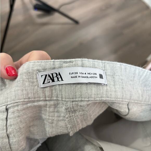 Zara Light Gray Straight Leg Ankle Length Pants Size 4 - Picture 5 of 6